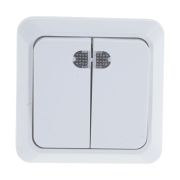 Выключатель 2-кл. ОП Олимп 10А IP20 с подсветкой бел. UNIVersal О0123