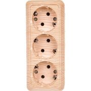 Розетка 3-м ОП Олимп с заземл. сосна UNIVersal 1173