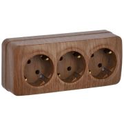 Розетка 3-м ОП GLORY РС23-3-ХД 16А с заземл. дуб IEK ERH31-K24-16
