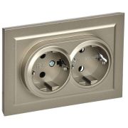 Розетка 2-м СП BRITE РС12-3-БрШ 16А в сборе с заземл. без защ. шторок шампань IEK BR-R21-16-K37-F