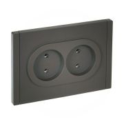 Розетка 2-м СП FORTE&PIANO FP326 10А без заземл. без защ. шторок безвинт. крепл. сер. IEK FP-R20-10-1-K03