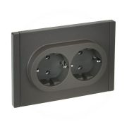 Розетка 2-м СП FORTE&PIANO FP324 16А с заземл. без защ. шторок безвинт. крепл. сер. IEK FP-R21-16-1-K03
