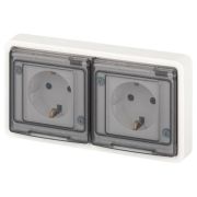 Розетка Эксперт 11-2523-01 2х2P+E гориз. IP55 16А-250В СУ бел. Эра Б0063276