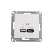 Розетка USB AtlasDesign тип A+C 45Вт QC PD высокоскор. ЗУ механизм бел. SE ATN000129