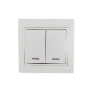 Выключатель 2-кл. СП Mira 10А IP20 с подсветкой с бел. вставкой бел. LEZARD 701-0202-112