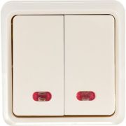 Выключатель 2-кл. ОП Октава 10А IP20 ВС20-2-1-ОКм с индикацией крем. GENERICA EVO21-K33-10-DC