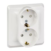 Розетка 2-м СП Этюд 16А IP20 250В с заземл. защ. шторки бел. SE PC16-008B